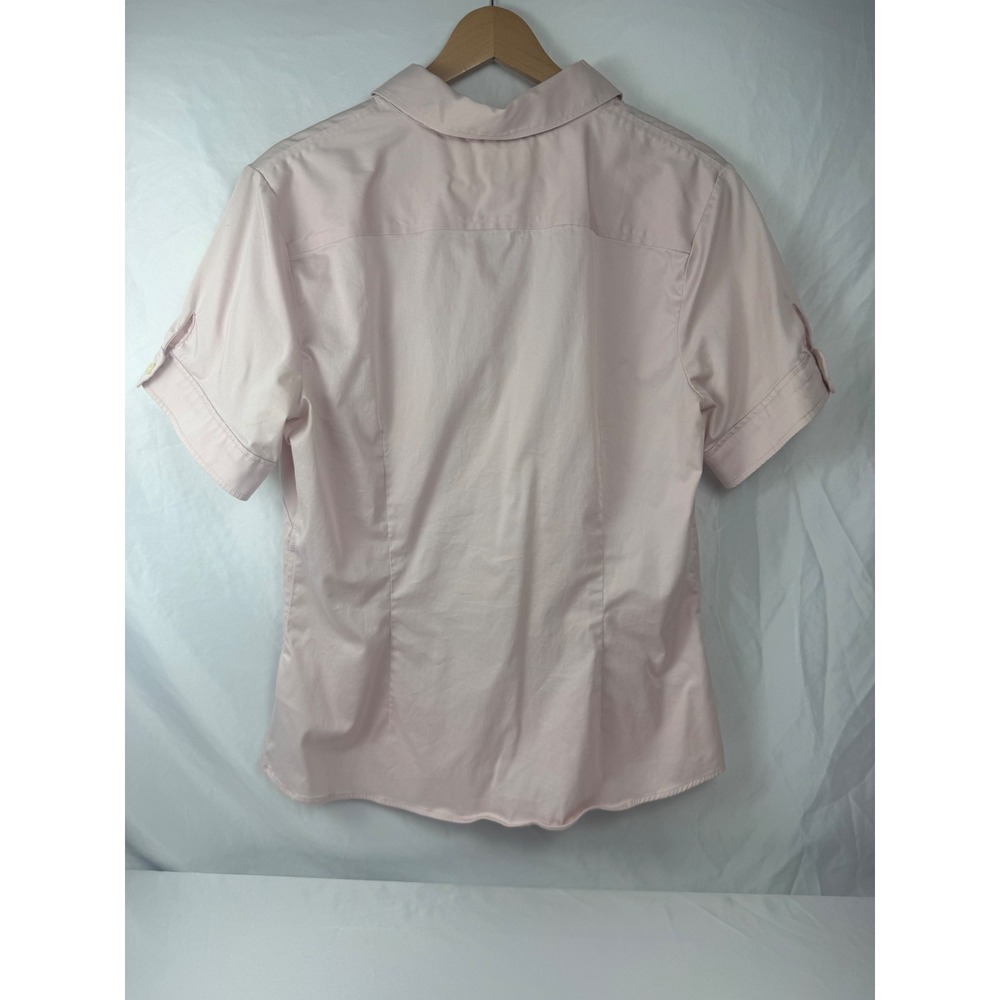 Banana Republic Womens 14 Non-Iron Short Sleeve Button Down Shirt Light Pink - Picture 2 of 9